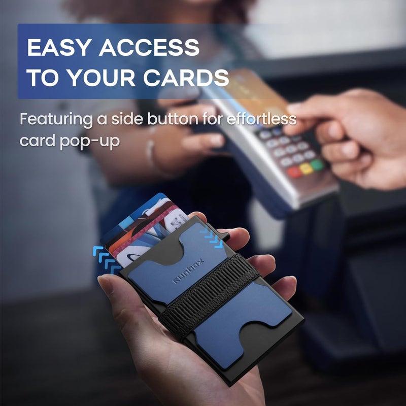 RUNBOX Mens Business Card Holder, Slim Card Wallet for Men and Women, Minimalist RFID Blocking Wallet with Pop-Up Function, Thin Design, Metal Cases Holds 6+6 Cards, Gifts for Men, Men's Accessories - Image 4